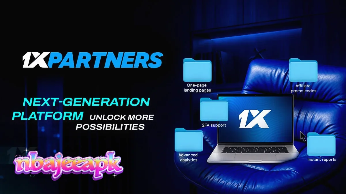 Dasbor afiliasi 1xPartners yang diperbarui dengan antarmuka yang lebih modern.